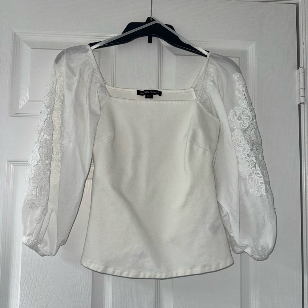 White Boston Proper Lace Top!